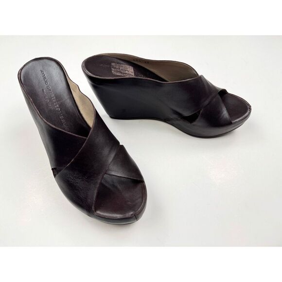 AGL Attilio Giusti Leombruni Italy Platform Wedge Sandal Women 38 US8 EUCLeather - Picture 1 of 11